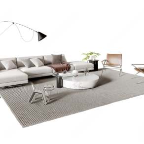 现代沙发茶几组合3D模型下载